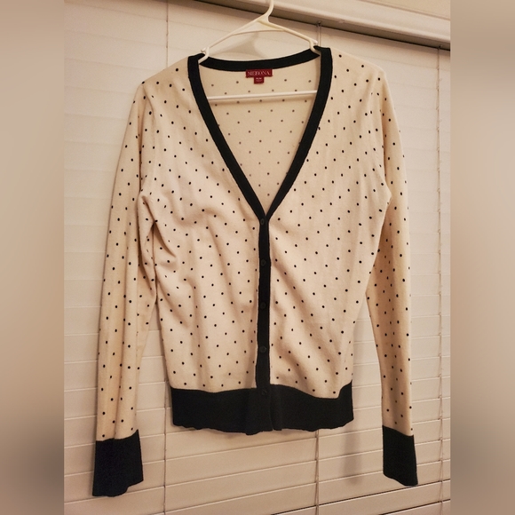 Merona Polkadot Cardigan - Cream Black M - Picture 1 of 4